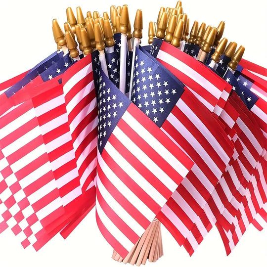 50 Pcs Fourth of July Decorations Outdoor 4''x6'' USA Flag