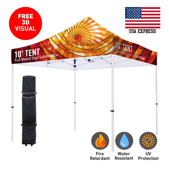 Premium Aluminum 10' Tent Kit (Full-Bleed Dye Sublimation) 17" Valance