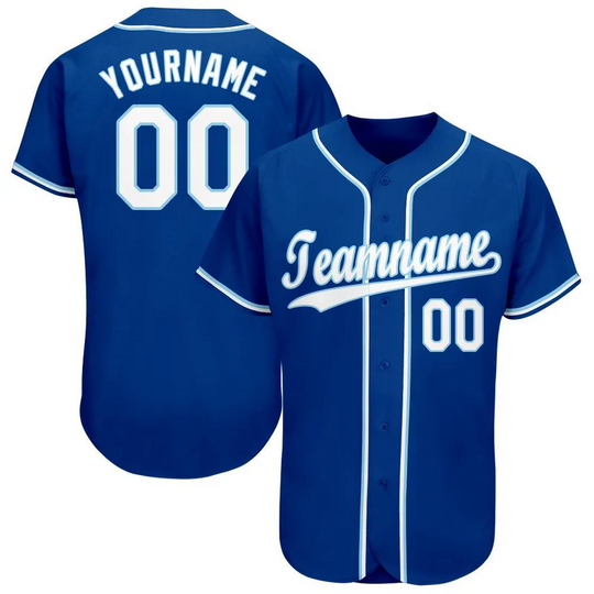 Custom Royal White-Light Blue Baseball Jersey (SHIP FREE)