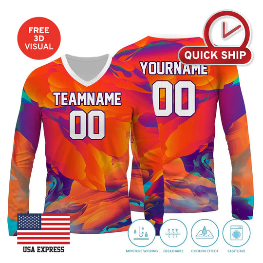 150GSM Mesh Jersey Long Sleeve V- neck (Full Dye Sublimation)#USA500004