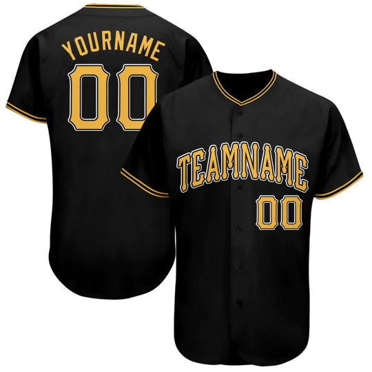 150GSM Mesh Jersey Custom Black Gold-White Baseball Jersey  (Full Dye Sublimation) #50011