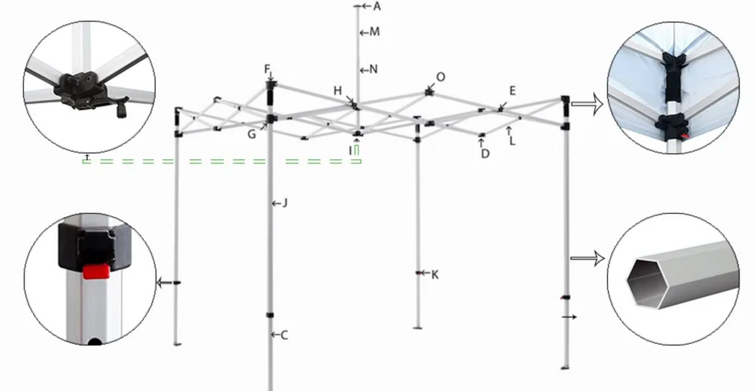 Estructura de tienda de campaña de aluminio premium de 10 pies (plata)