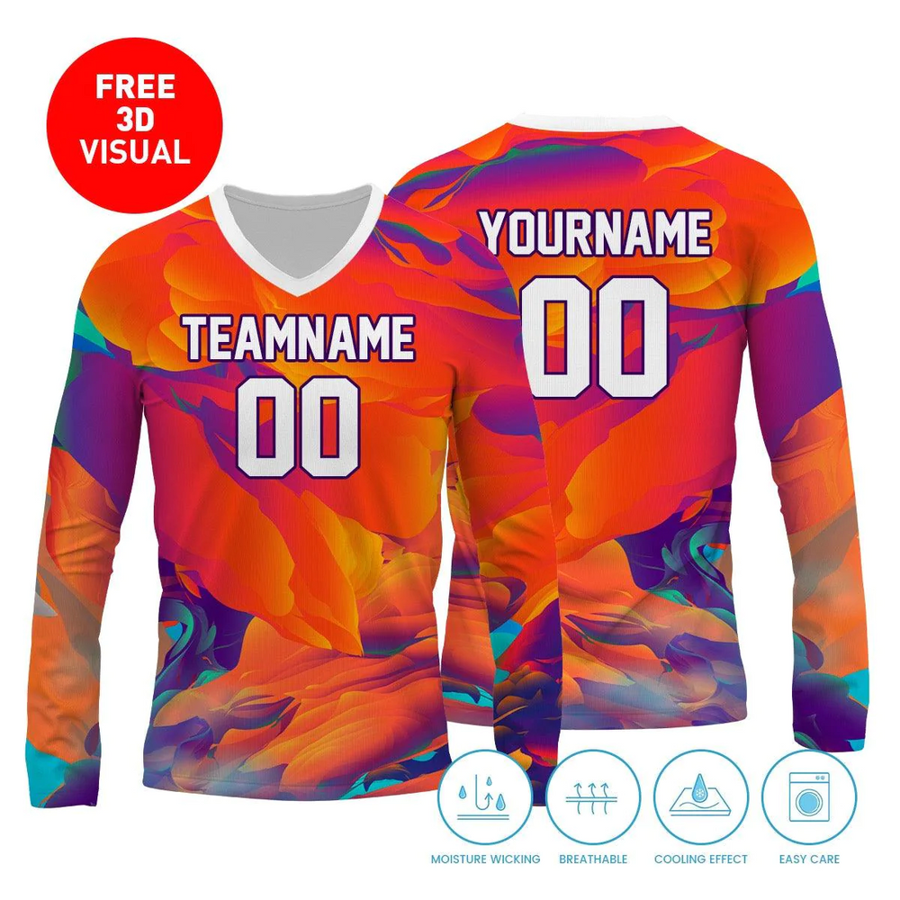 120GSM Milk Silk Long Sleeve V- neck (Full Dye Sublimation)#USA500042